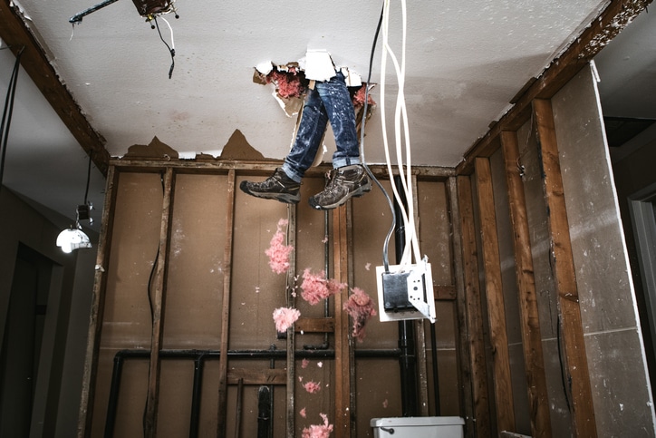 A bad contractor falling through the ceiling.
