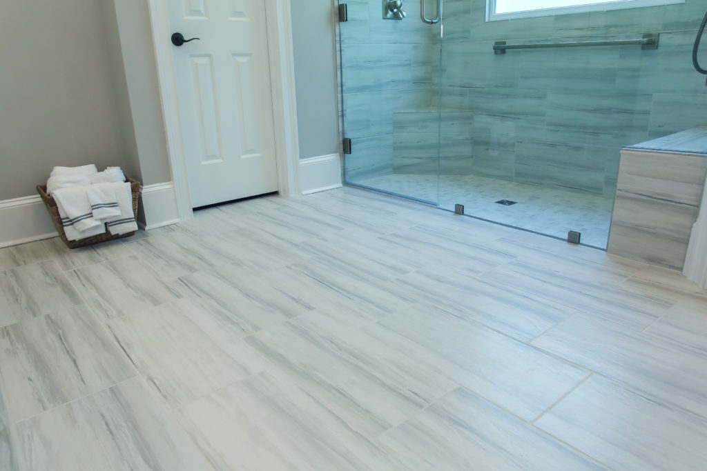 Porcelain tile flooring