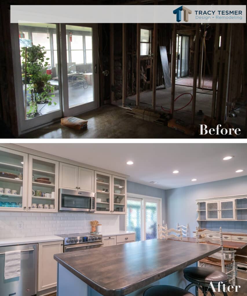 before and after Gainesville, GA house remodeling project photos of kitchen